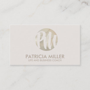 Elegant Ivory Cream Pearl Monogram Visitenkarte