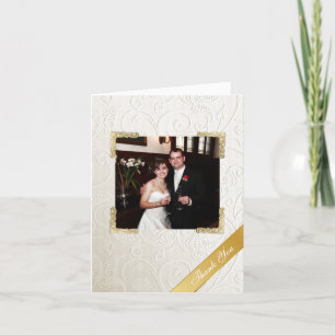 Elegant Ivory Damask Wedding Foto Vielen Dank Dankeskarte