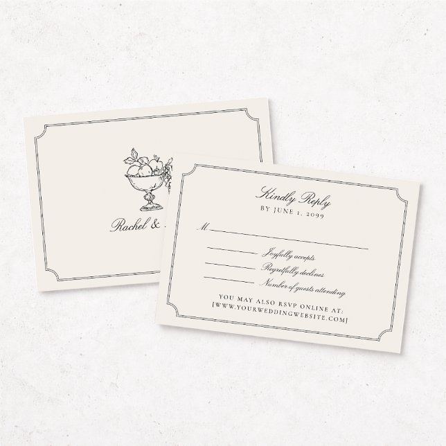 Elegant Ivory Double Frame Wedding RSVP Card (Von Creator hochgeladen)