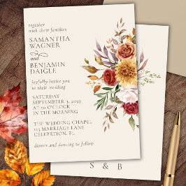 Elegant Ivory Fall Floral Wedding Einladung