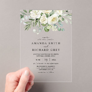 Elegant Ivory Floral & Greenery Eucalyptus Wedding Acryleinladungen