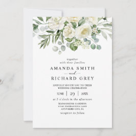 Elegant Ivory Floral & Greenery Eucalyptus Wedding Einladung