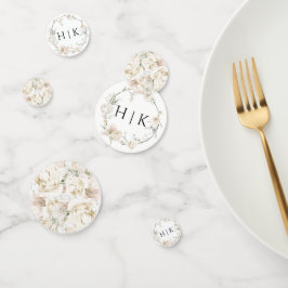 Elegant Ivory Floral Monogram Wedding Confetti Konfetti