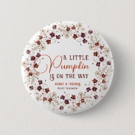 Elegant Ivory Floral Pumpkin On The Way Button