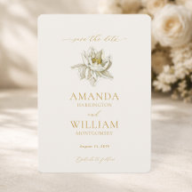 Elegant Ivory Floral Save the Date Card