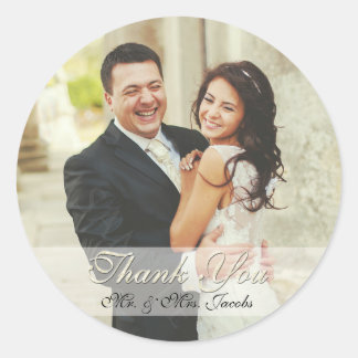 Elegant Ivory Foto Wedding Danke Stickers