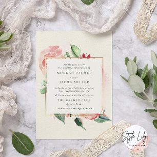 Elegant Ivory Garden Floral Wedding Einladung