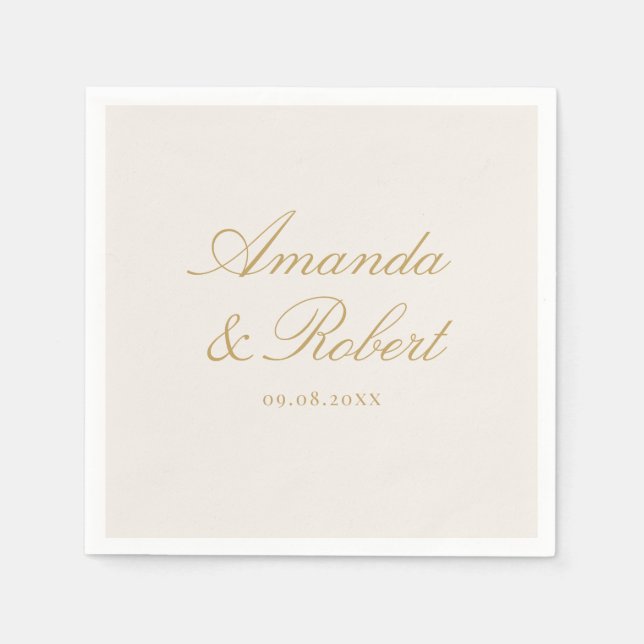 Elegant Ivory Gold Calligraphy Monogram Wedding Serviette (Vorderseite)
