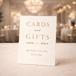 Elegant Ivory Gold Cards and Gifts Sign Sockelschild