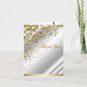Elegant Ivory Gold Swirl Thank You Dankeskarte
