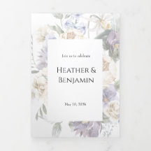 Elegant Ivory Lavender Floral Tri-Fold Einladung