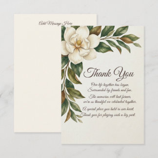 Elegant Ivory Magnolia Wedding Thank You Card Dankeskarte