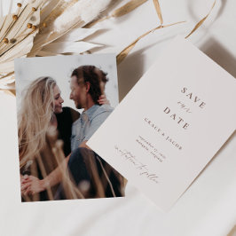 Elegant Ivory Minimalistisch Script Foto Save The Date