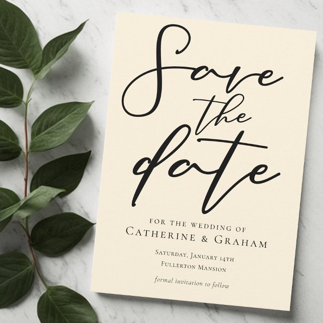Elegant Ivory Minimalistisch Typografie Save The Date (Von Creator hochgeladen)