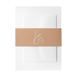 Elegant Ivory Monogram Muted Copper Wedding Einladungsbanderole
