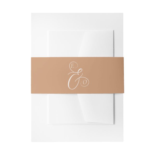 Elegant Ivory Monogram Muted Copper Wedding Einladungsbanderole (Vorderseite Beispiel)