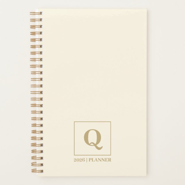 Elegant Ivory monogram Planner | Custom Gift Planer (Vorderseite)