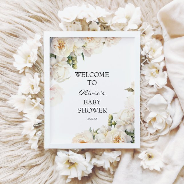Elegant Ivory Peony Neutral Baby Poster (Von Creator hochgeladen)