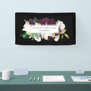 Elegant Ivory Plum Lila floral Banner