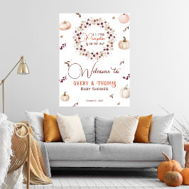 Elegant Ivory Pumpkin Fall Baby Shower Welcome Poster