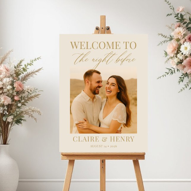 Elegant Ivory Rehearsal Dinner Photo Wedding Poster (Von Creator hochgeladen)