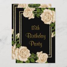 Elegant Ivory Rose & Gold Glitzer 18. Geburtstag