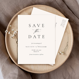 Elegant Ivory Save the Date Postkarte
