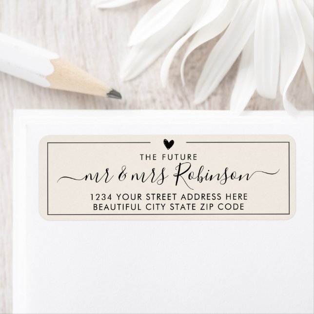 Elegant Ivory Script Wedding Return Address Label (Insitu)