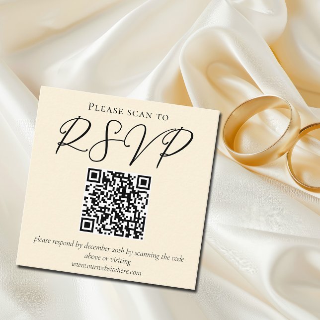 Elegant Ivory Simple Wedding RSVP QR Code Begleitkarte (Von Creator hochgeladen)