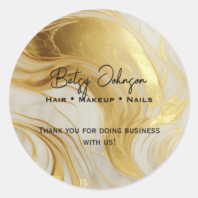 Elegant Ivory und Gold Marmor Vielen Dank Runder Aufkleber (Vorderseite)
