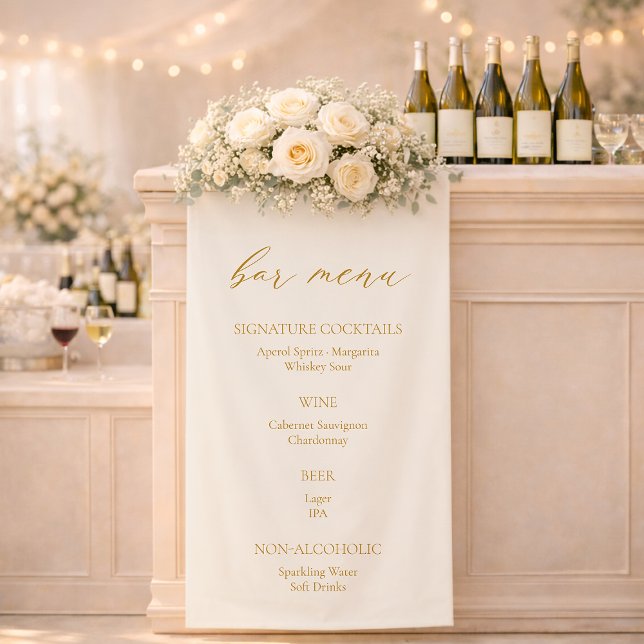 Elegant Ivory Wedding Bar Menu Banner  (Von Creator hochgeladen)