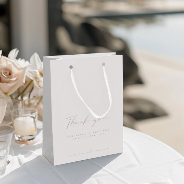 Elegant Ivory Wedding Guest Danke Mittlere Geschenktüte (Elegant Ivory Wedding Guest Thank You Medium Gift Bag)