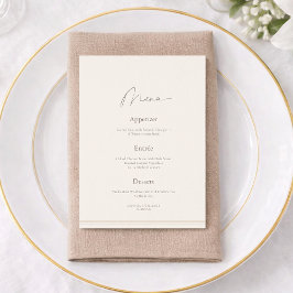 Elegant Ivory Wedding Menu with Thank You Card  Einladung
