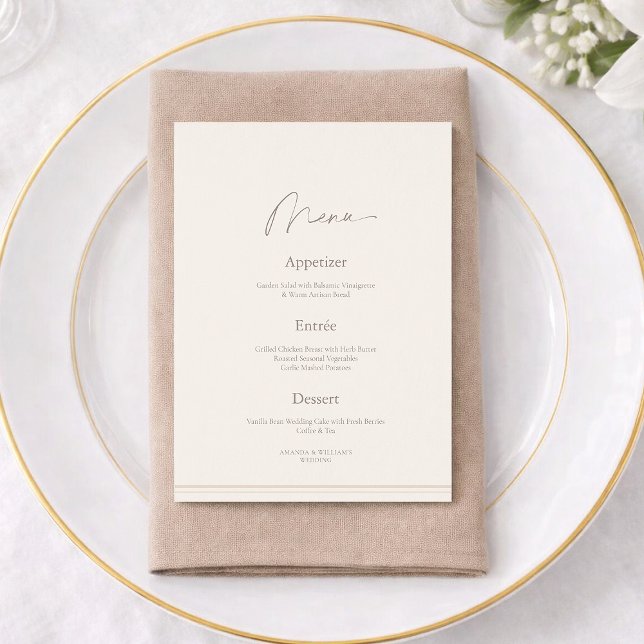 Elegant Ivory Wedding Menu with Thank You Card  Einladung (Von Creator hochgeladen)