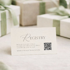 Elegant Ivory Wedding Registry Card with QR Code Begleitkarte