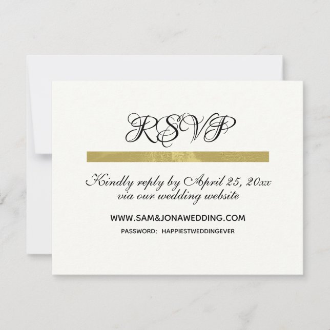 Elegant Ivory Wedding RSVP Karte (Vorderseite)
