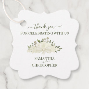 Elegant Ivory White Boho Rose Hochzeit Vielen Dank Geschenkanhänger