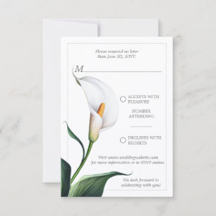 Elegant Ivory White Calla Lily Wedding RSVP Karte