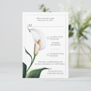 Elegant Ivory White Calla Lily Wedding RSVP Karte