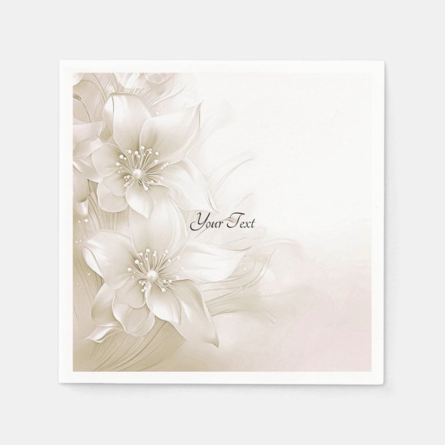 Elegant Ivory White Flowers Napkins Serviette (Vorderseite)