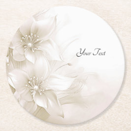 Elegant Ivory White Flowers Paper Coaster Runder Pappuntersetzer
