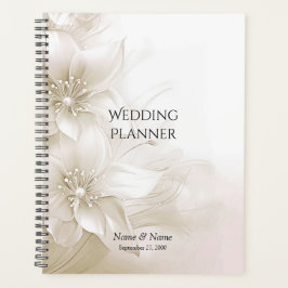 Elegant Ivory White Flowers Planner Planer