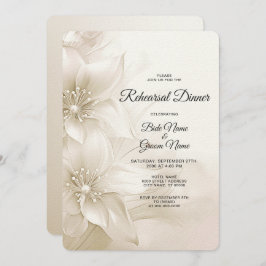 Elegant Ivory White Flowers Rehearsal Dinner Einladung