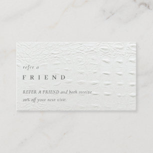 Elegant Ivory White Leather Texture Weiterempfehle Visitenkarte