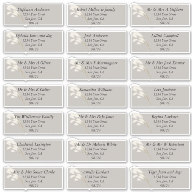 Elegant Ivory White Pampas Grass Aufkleber (Vorderseite)