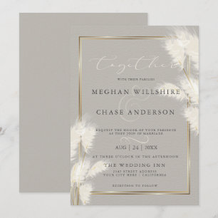 Elegant Ivory White Pampas Grass Einladung