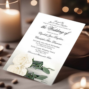 Elegant Ivory White Rose Feierliche Hochzeit Einladung
