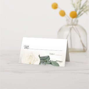 Elegant Ivory White Rose Hochzeitstil Platzkarte