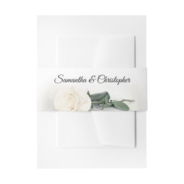 Elegant Ivory White Rose Simple Glam Wedding Einladungsbanderole (Vorderseite Beispiel)