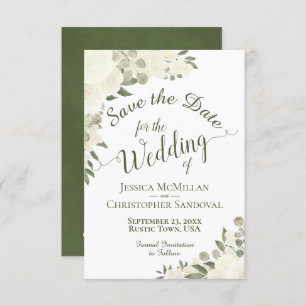 Elegant Ivory White Watercolor Floral Boho Hochzei Save The Date